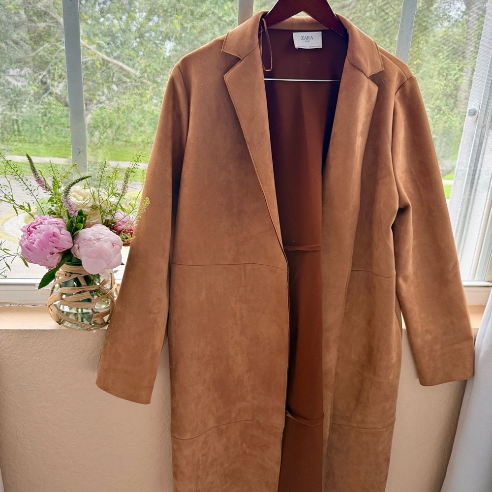 Zara Suede-like Coat with Minimalist Design